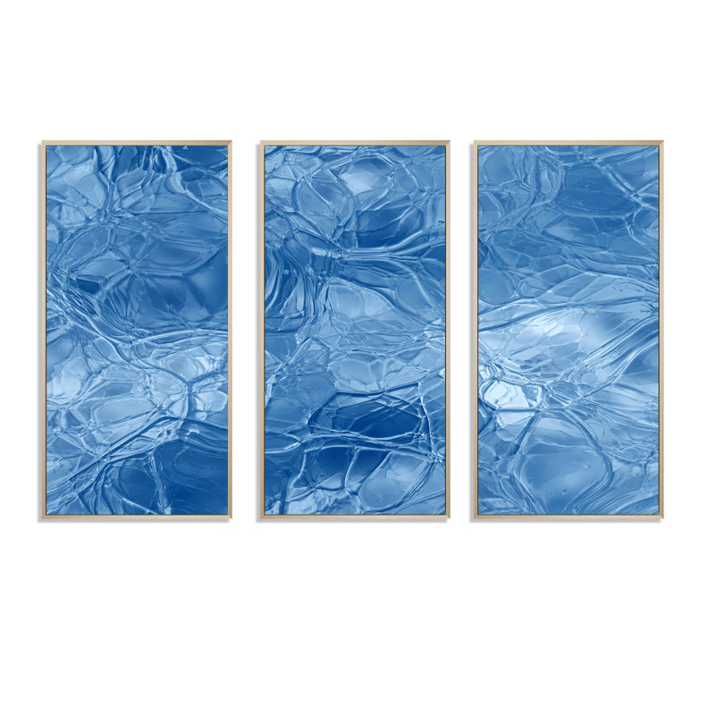 Blue Ice Structures - ensemble d'art mural moderne sur toile 3, L 36 po x H 28 po, Brun
