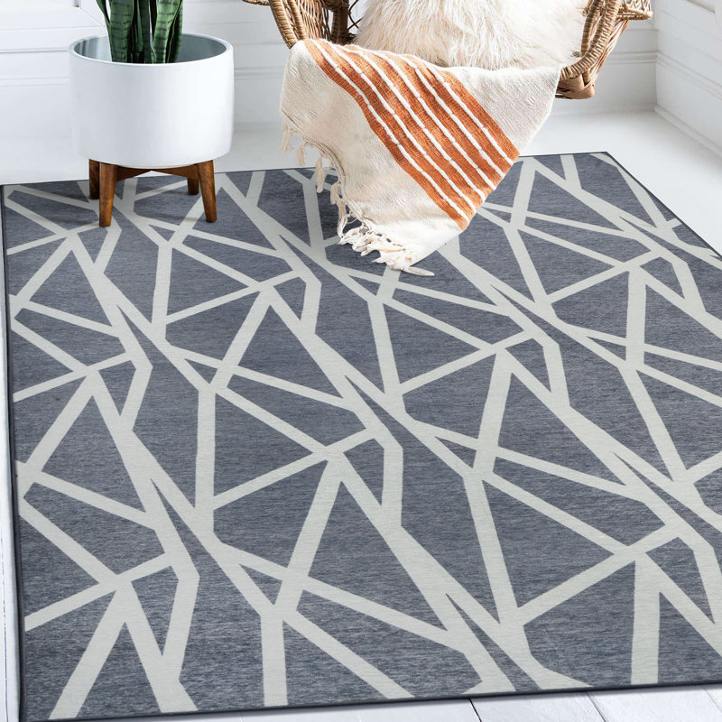 Tapis abstrait gris Alfano 5 pi x 7 pi