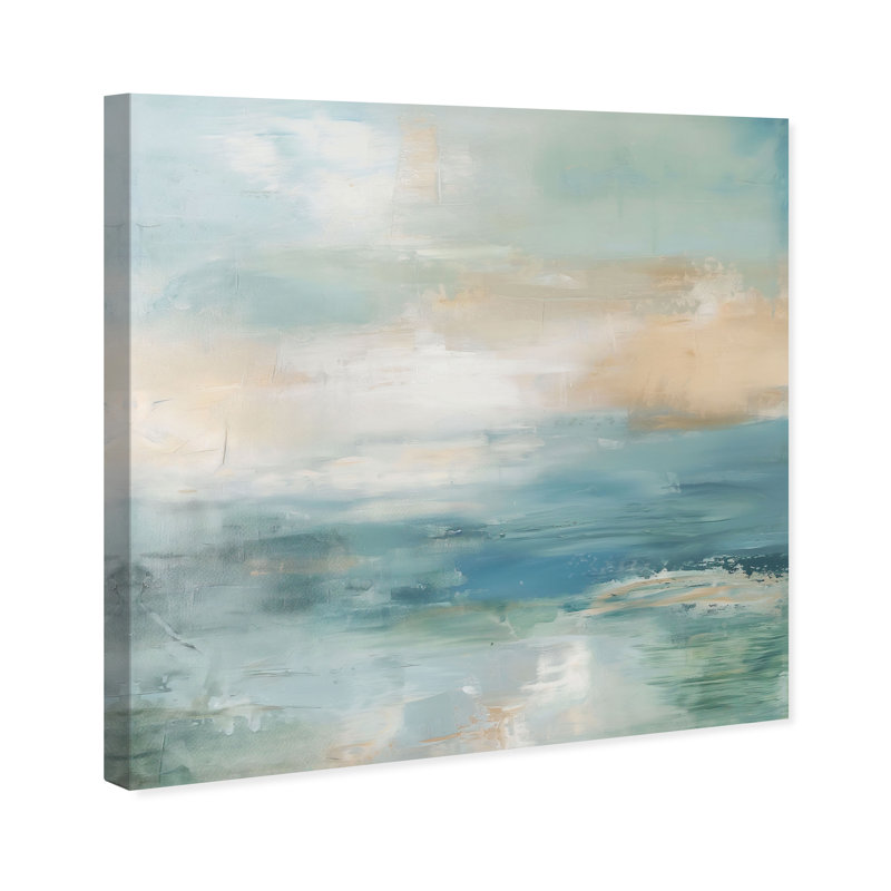Turquoise Echoes II Canvas Abstract Print by Oliver Gal, Black Frame, 12 x 12, 30"H x 30"W, Canvas Unframed