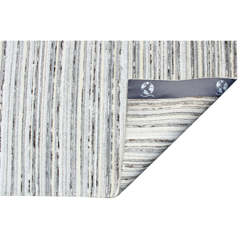 Tapis ivoire / gris noué à la main de haute qualité, Rectangle 9 pi x 12 pi