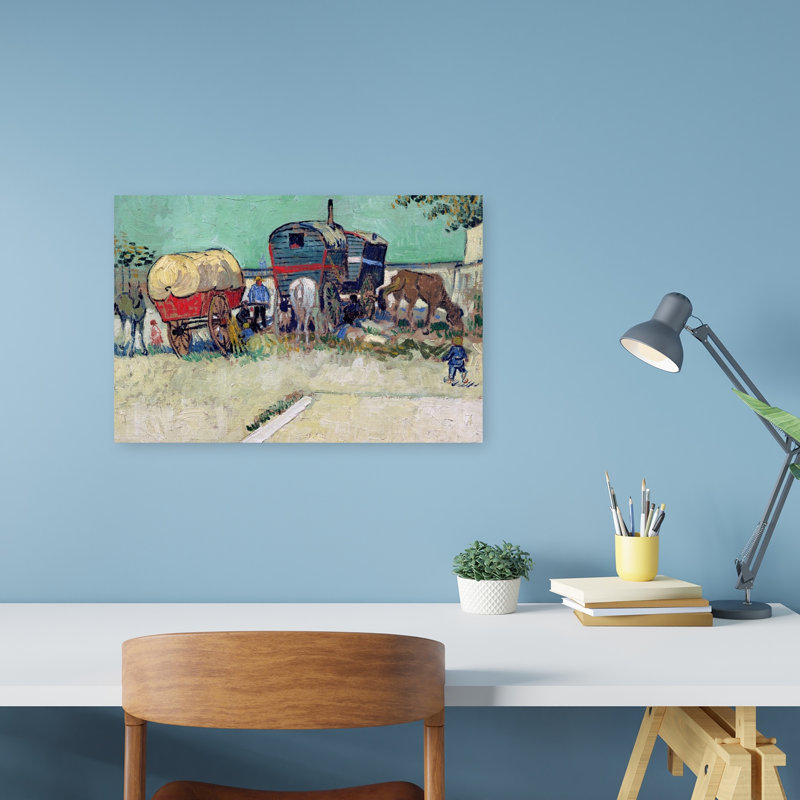 The Caravans, Gypsy Encampment Near Arles, 1888 Abstract Contemporary Horse Animal Wall Art Print, 30.48cm H x 45.72cm W