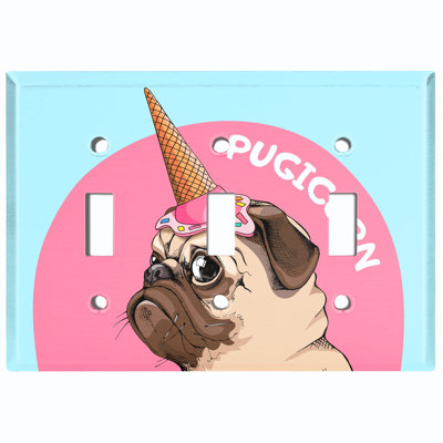 Plaque murale 3 lumières Pugicorn Dog Ice Cream