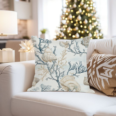Beach and Coastal Seashells Pattern Sea Shells VIII Nautical Throw Pillow Cover