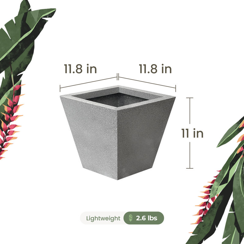 Azhaan ECOBO Eco-Friendly Rectangular Pot Planter Elemento Indoor/Outdoor use Versatile & Lightweight, Granite