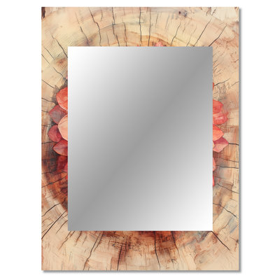 Dahlia Flower On Wood Slide - Dahlia Mirror, Traditional Unique Wall Mirror, Printed Metal Art