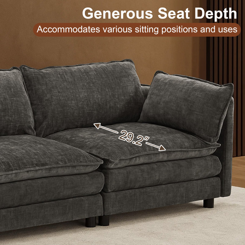 72,4 po. Canapé modulaire moderne confortable pour le salon, Gris
