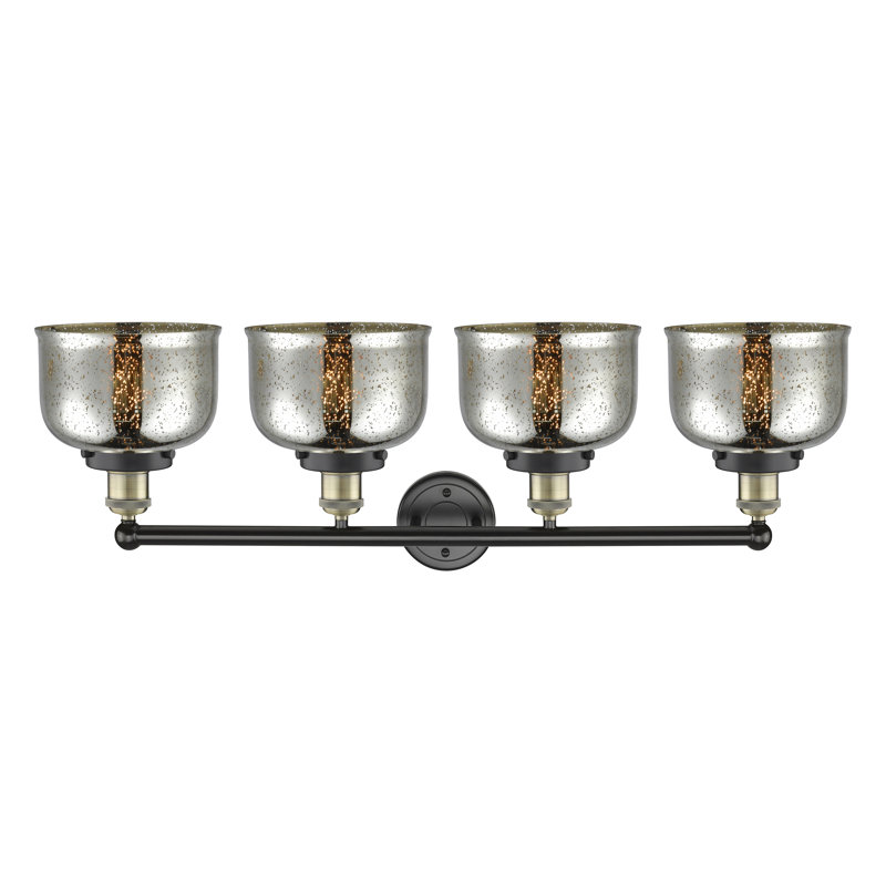 Éclairage pour meuble-lavabo à 4 lumières à intensité variable Annagene, Argent mercuré plaqué, Laiton antique noir