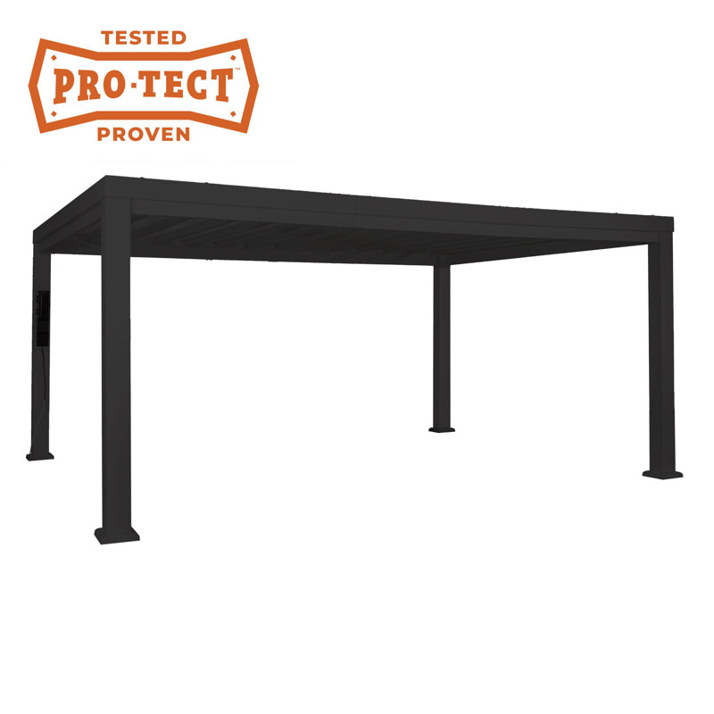 Trenton 16' x 12' Black Galvanized Steel Pergola with Canopy