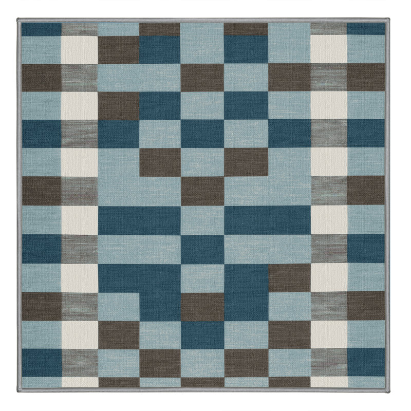 Machine Washable Botanical Brown Area Rug, Square 6'