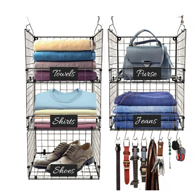5-Tier Adjustable Hanging Closet Organizer,Black