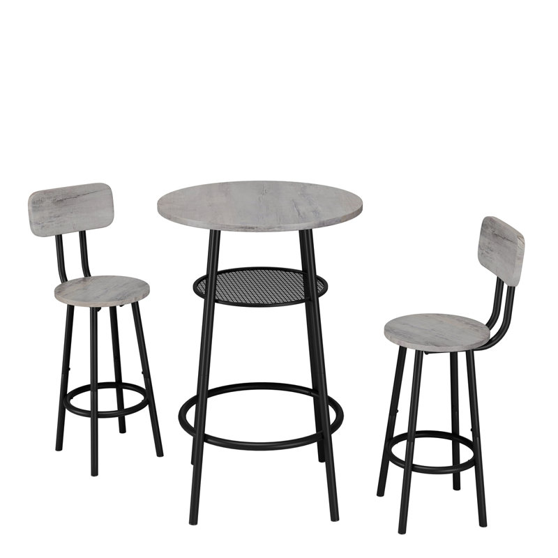 Ensemble de 3 tables de bar rondes avec dossier et cloison, petite table de salle à manger pour 2 personnes, table de petit-déjeuner et 2 tabourets pour la cuisine et la salle à manger