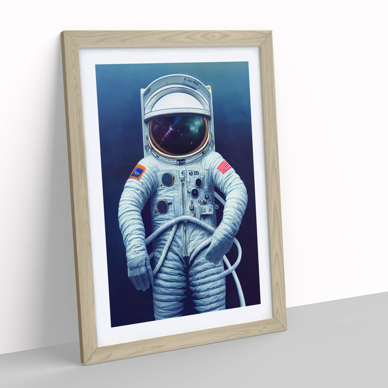 Unreal Astronaut - Single Picture Frame Print, 64cm H x 46cm W x 2cm D, Oak 