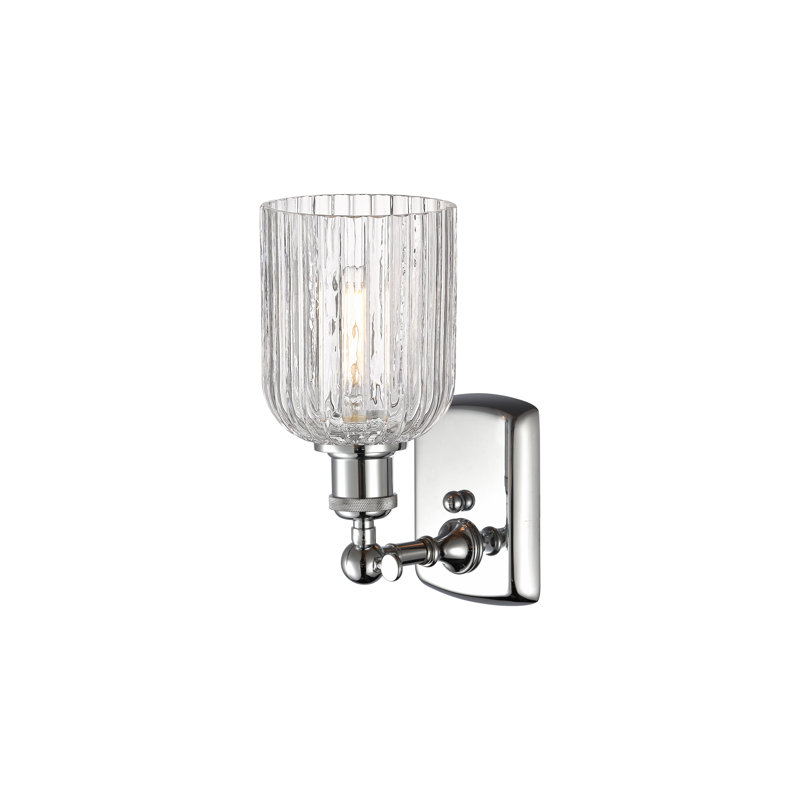 Northgate Steel Armed Sconce, Polished Chrome, Light Smoke
