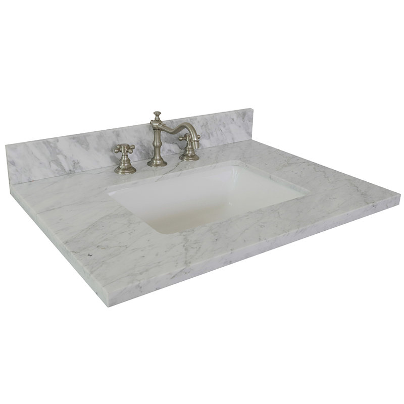 Tangular 31'' Marble Single Bathroom Vanity Top with Sink