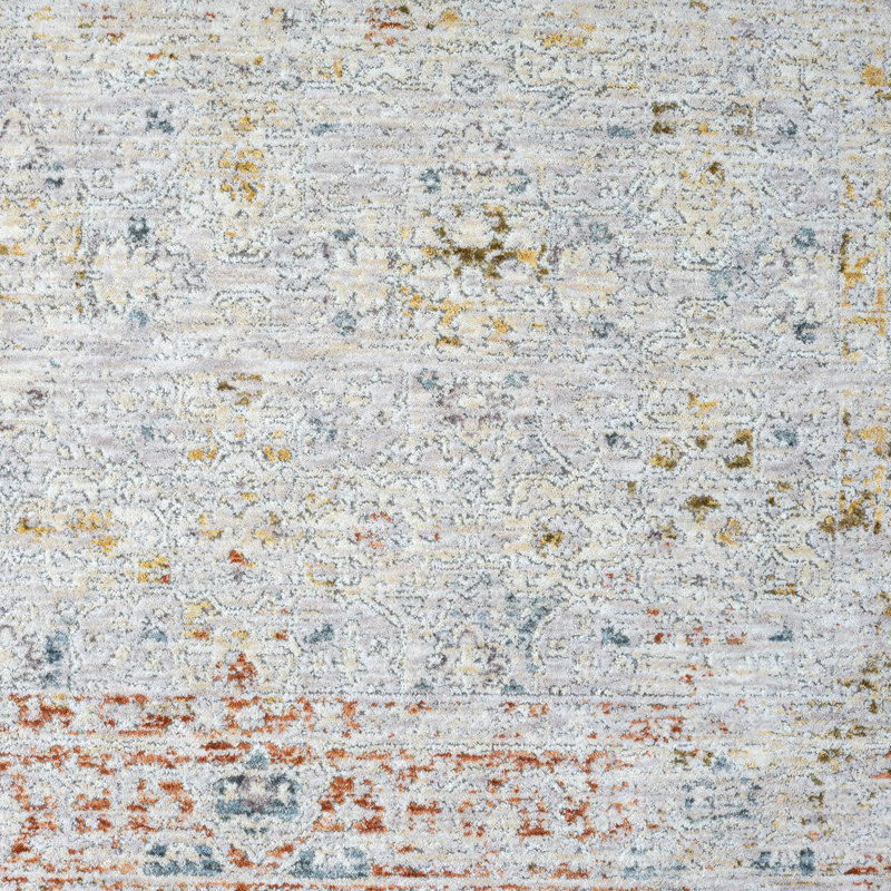 Roseau Performance Traditional Light Gray/Blue/Multicolor Floral Rug, Rectangle 2' x 3'