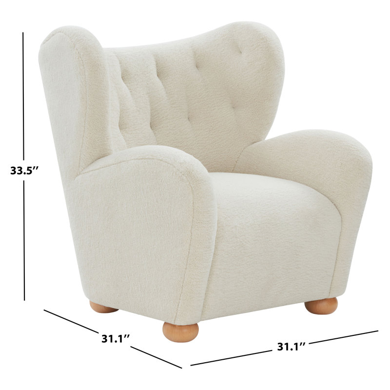 Galloway Wingback Accent Chair, Beige Faux Shearling