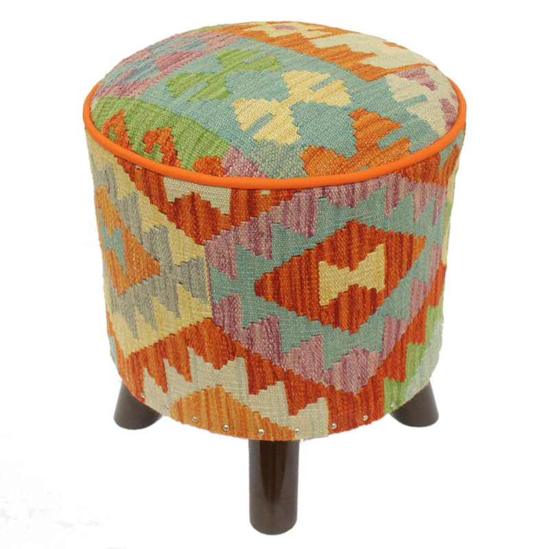 Anautica Upholstered Ottoman, Rustic Barrett Rust Wool