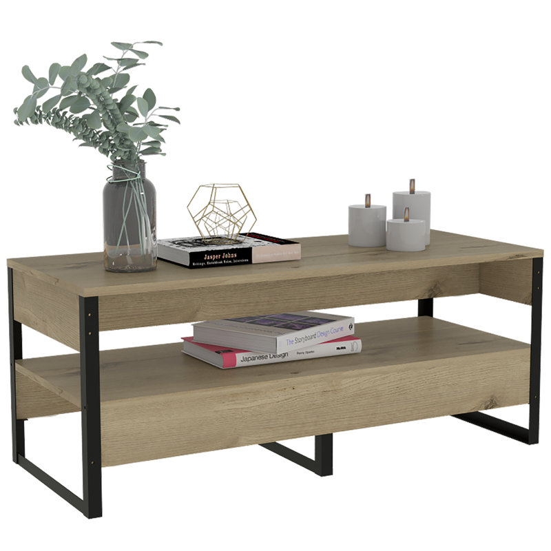 Carrick Frame Coffee Table with Storage and Metal Legs