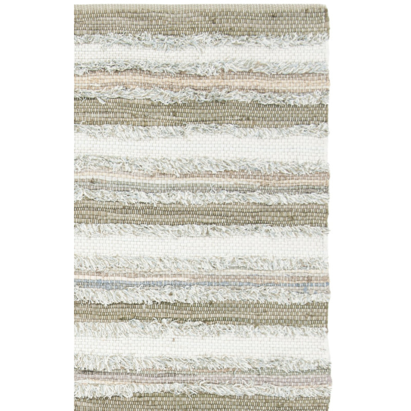 Bester Handwoven Cotton Green Area Rug, Rectangle 2'6" x 4'