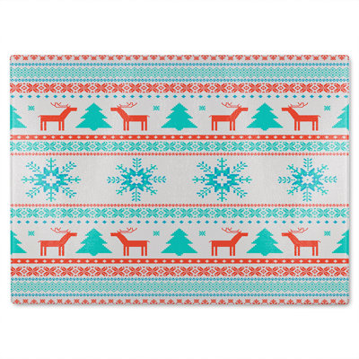 Christmas Traditional Knitted Dining Glass Chopping Board