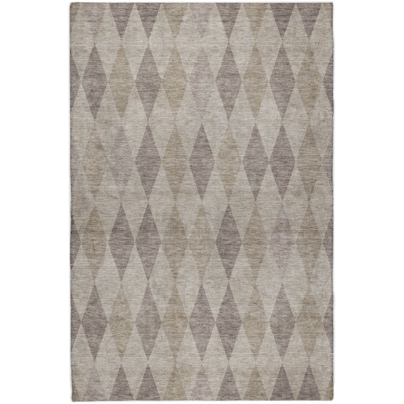 Premium Machine Washable Dream Shag ADS561 Geometric Rug, Beige, 5' x 7'6"