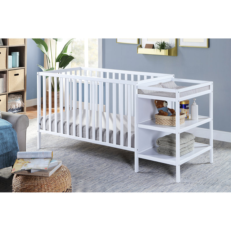 Ensemble de lit de bébé et table à langer convertible 3-en-1 Palmer - blanc, Blanc cassé