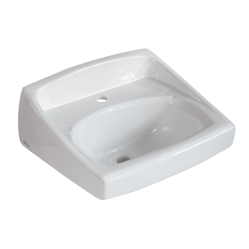 American Standard Lucerne 18.25'' Ceramic Rectangular Bathroom Sink with Overflow, White, 8" Widespread