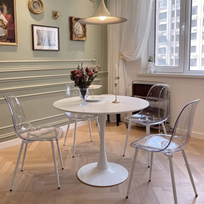 Modern Clear Acrylic Dining Chairs with Metal Legs