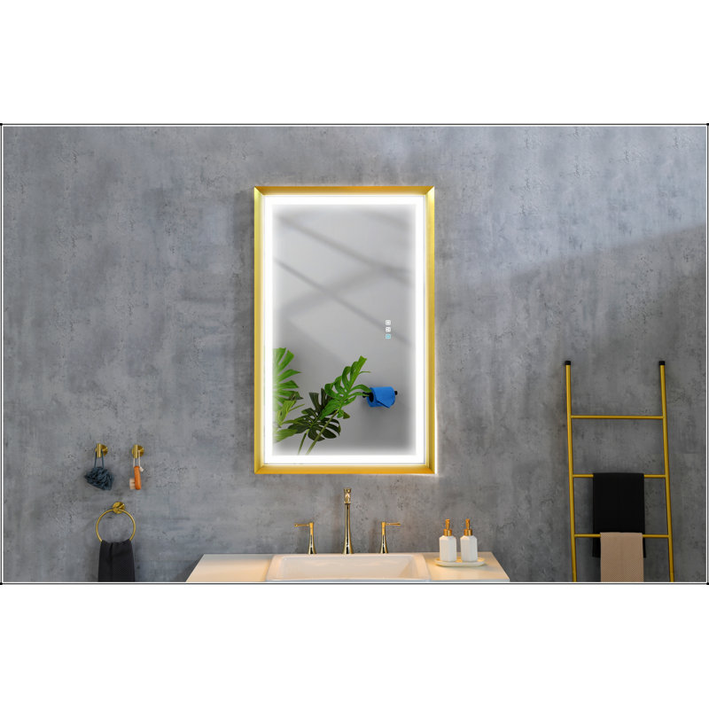 42 po X P 24 po H Miroir à DEL rectangulaire surdimensionné avec éclairage antibuée et à intensité variable, parfait pour les salles de bain modernes