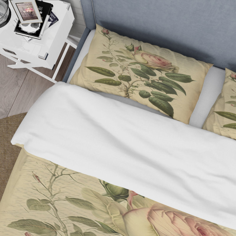 Ensemble de housse de couette Victorian Retro Pink Rose V - Floral Rose - microfibre de polyester
