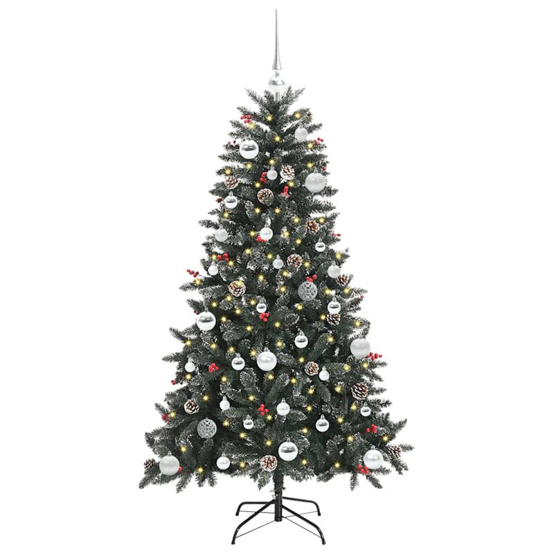 Artificial Christmas Tree with Stand Green, Silver, 4.92' H