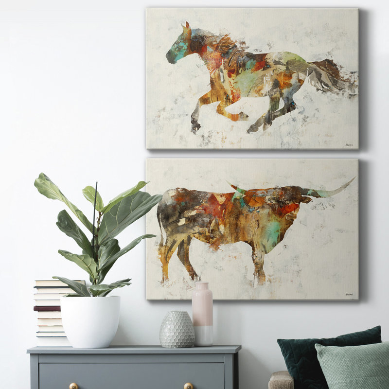 Totem II - ensemble de 2 reproductions, H 60 po x l 80 po x P 2 po, Pas de tapis, Toile tendue
