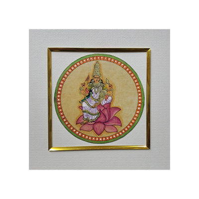 Maa Lakshmi Ganjifa-Style Painting | Natural Colours On Paper | By Babita