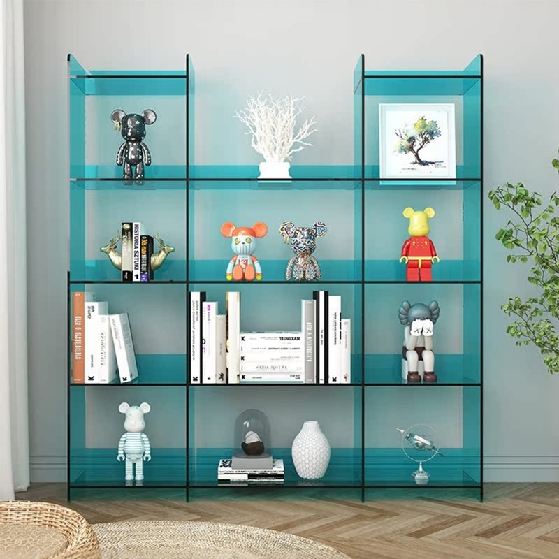 Bibliothèque moderne en acrylique multi-couches minimaliste, Bleu