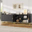 Buffet cannelé de 119 cm (47 po) avec tablette réglable et plateau à rebord surélevé, meuble de rangement moderne pour salon, cuisine et entrée.-585909072
