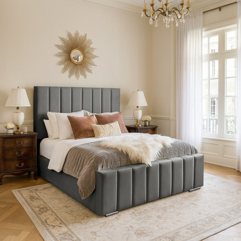 Arlon Upholstered Bed, Asphalt, Double (4'6)