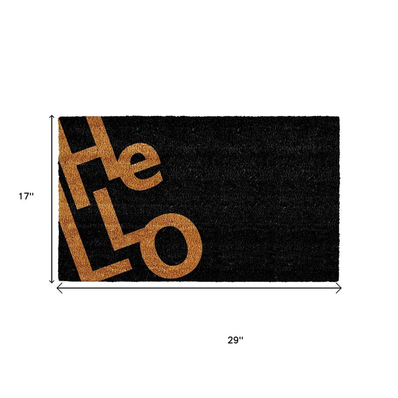 Paillasson 17 po x 29 po noir et naturel Hello