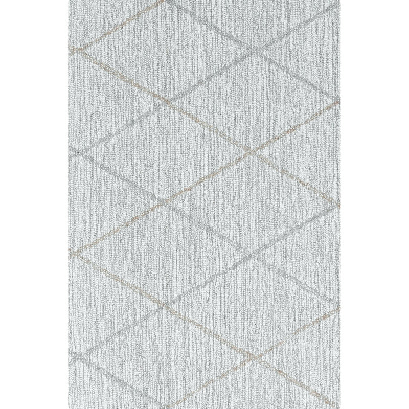 Tapis gris en laine touffeté à motif géométrique Gemma, Rectangle 2 pi x 3 pi