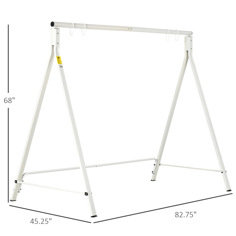 Robuste structure de balançoire en métal, capacité de 528 lb, blanche, pour un support de terrain de jeu
