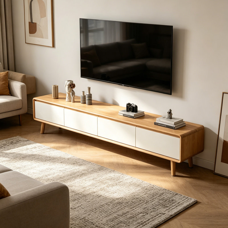 Meuble télé Modern, H 16,53 po x l 78,74 po x P 11,81 po, Brown/White