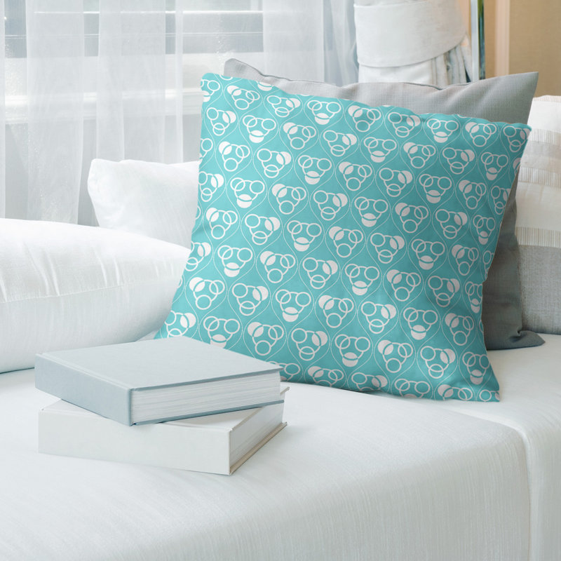 Coussin décoratif classiques des cercles et des vagues, Duvet synthétique, H 20 po x l 20 po, Sarcelle clair