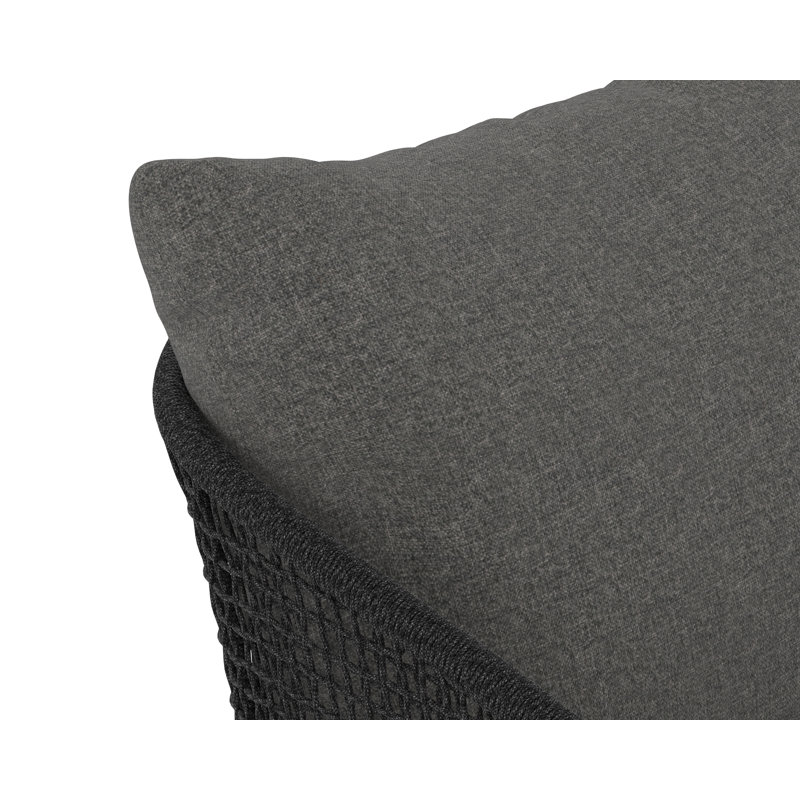 Capri Outdoor Teak Dining Armchair, Black Frame/Gracebay Gray Cushion