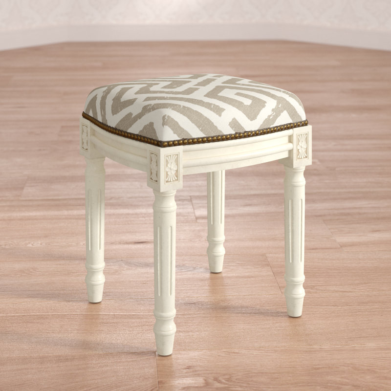 Tabouret de coiffeuse en bois massif Ordaz, Taupe clair