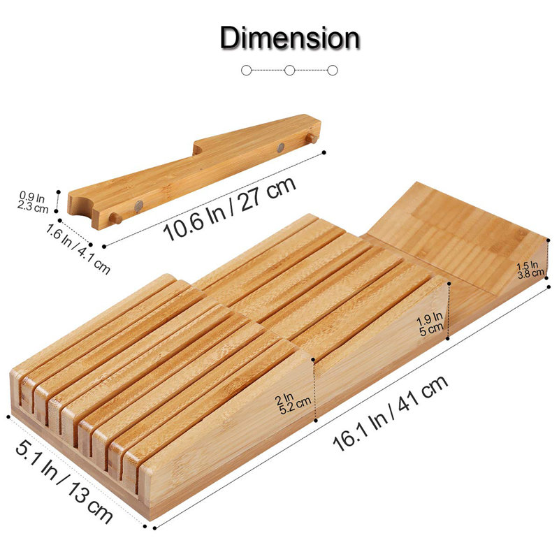 Bamboo In-Drawer Knife Block