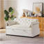 Canapé-lit en velours beige-607428478