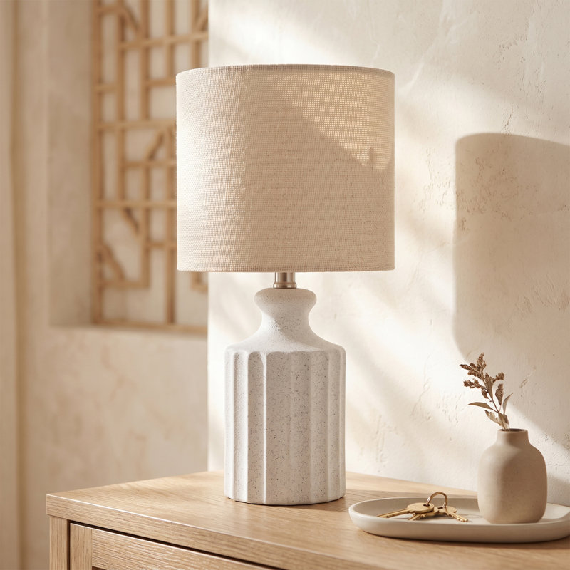 17.5" Ceramic Table Lamp, Sanded White