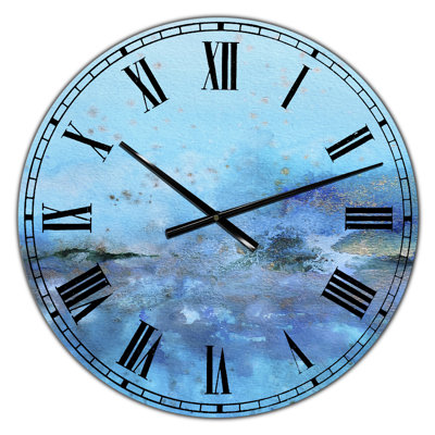 Grande horloge murale bleue et dorée