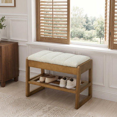 Banc à chaussures rembourré avec coffre de rangement à couvercle rabattable
