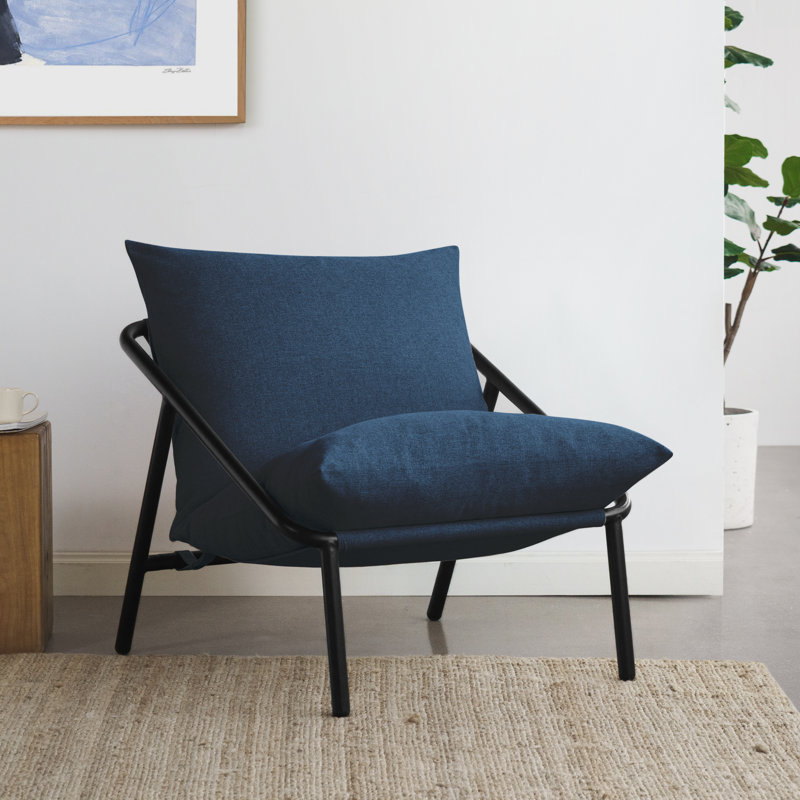Lizetta Modern Sling Accent Chair with Plush Foam Cushioning and Steel Frame, Blue