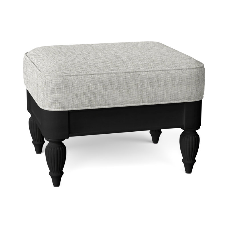 Grand View Ottoman, White Performance Fabric; 0851-94, Antique Black Finish